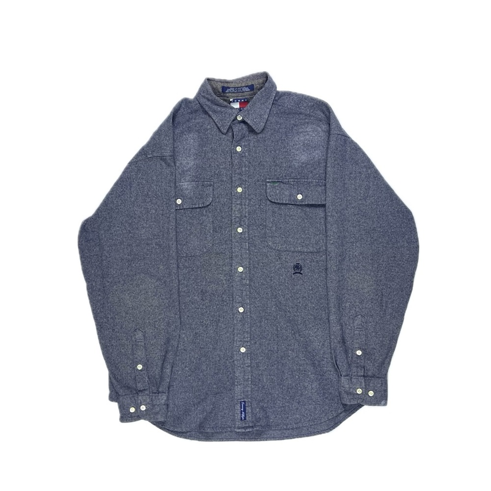 Vintage 1999 Tommy Hilfiger grey button up shirt men medium